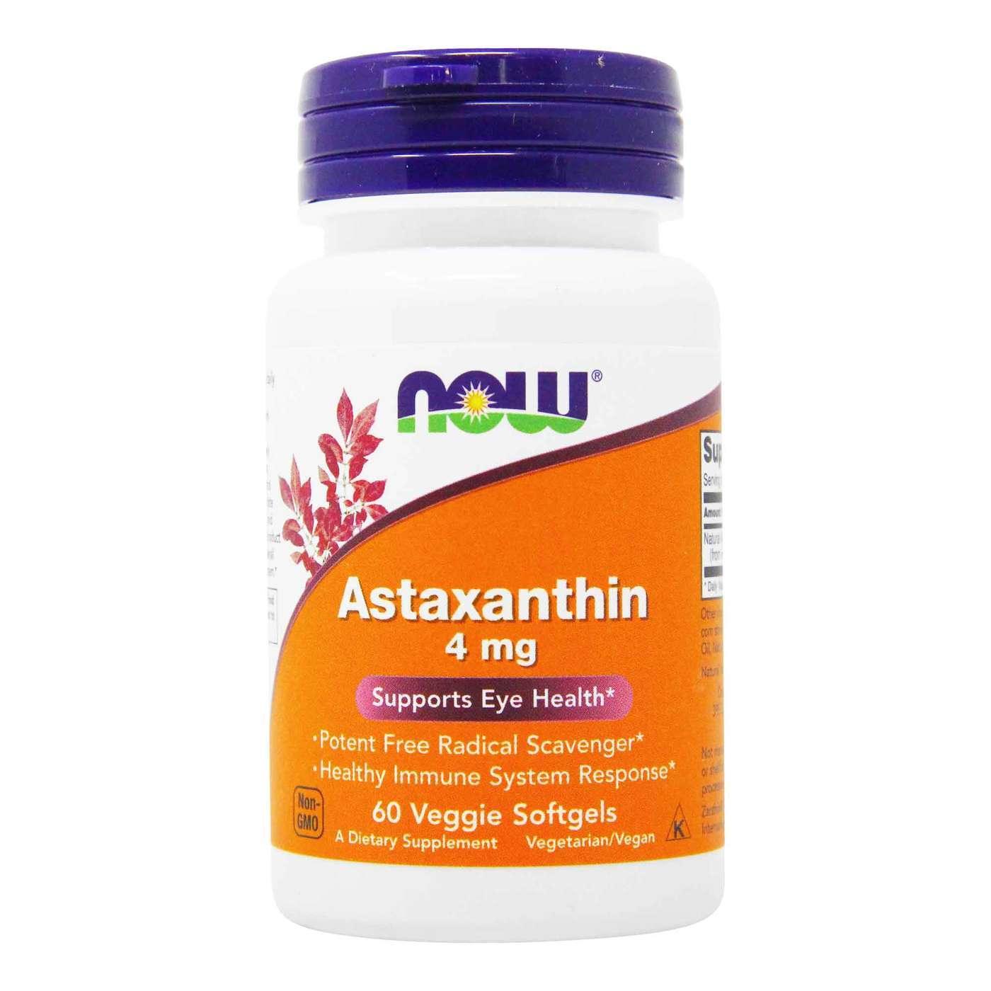 Now Foods Astaxanthin 4mg Veggie Softgels - Brivane