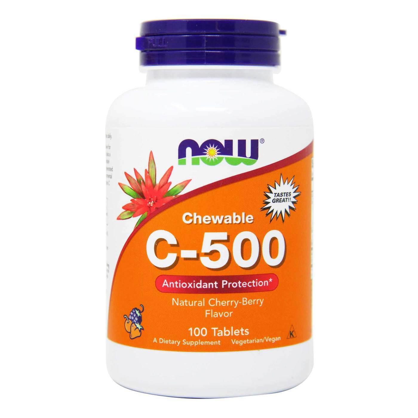 Now Vitamin C-500 Cherry Chewable Tablet - Brivane